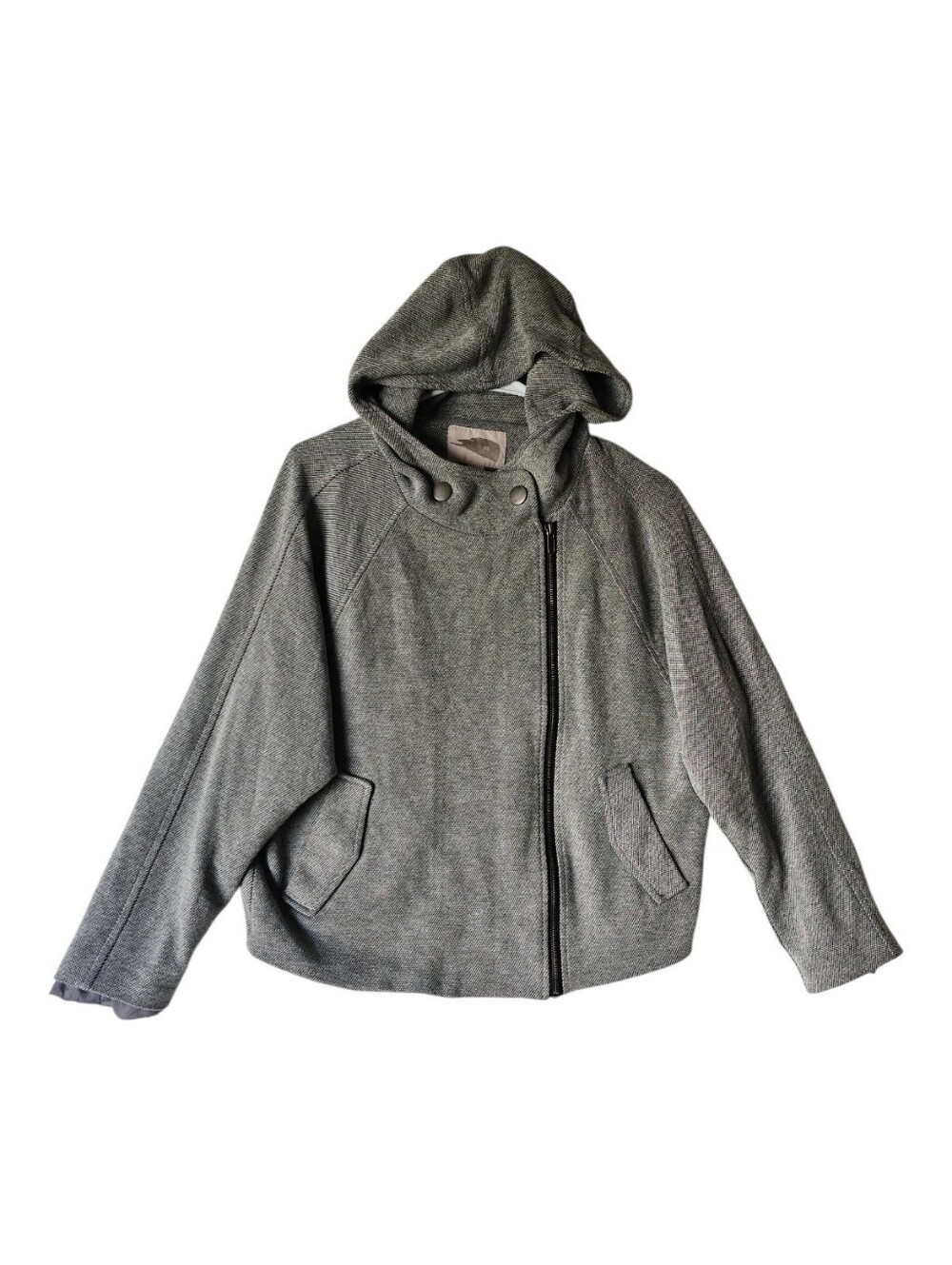 Forever 21 / XXI Asymmetrical Zip Moto Hoodie Jacket Grey Medium